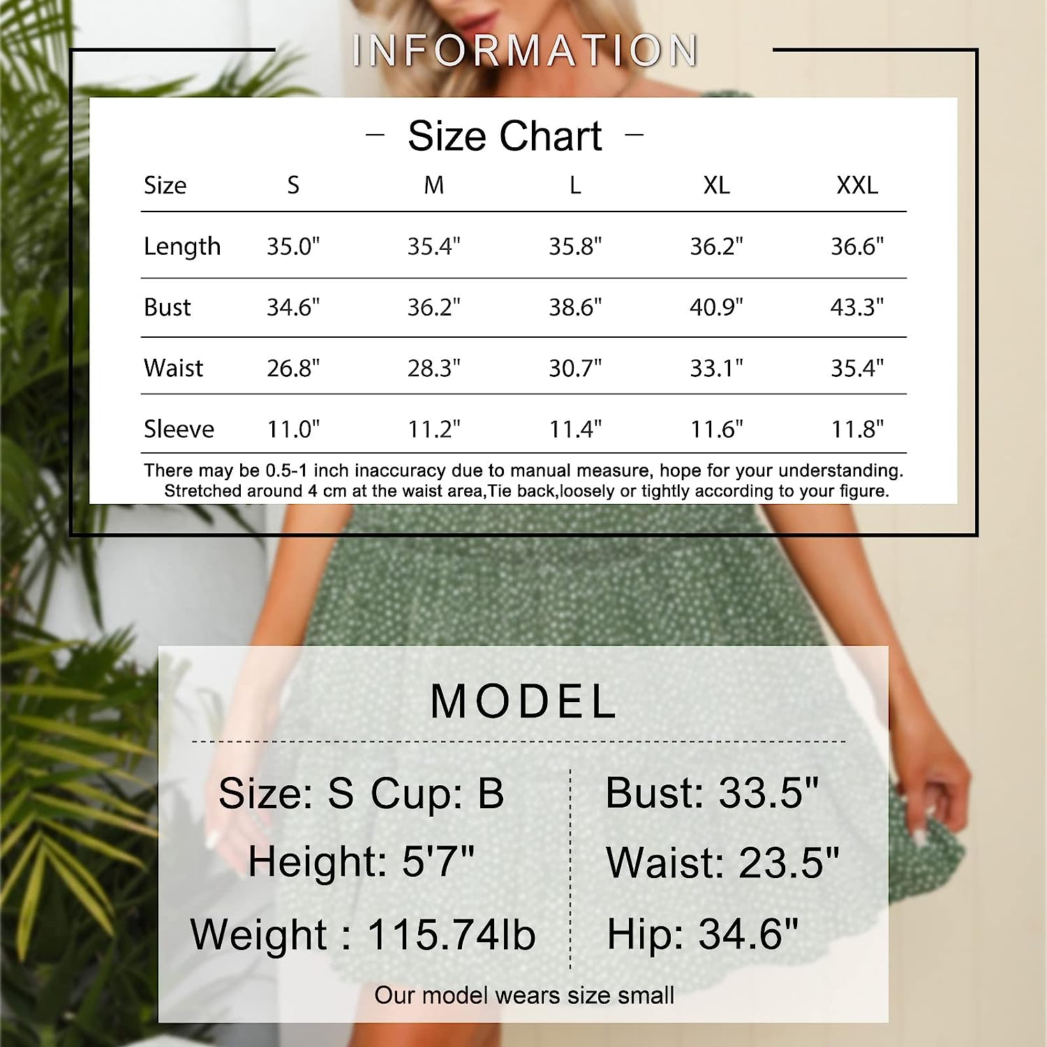 EXLURA Women's Tie Back Square Neck Dresses Puff Elbow Sleeve Off Shoulder Tiered Ruffle Floral Backless Mini Dress - Image 6